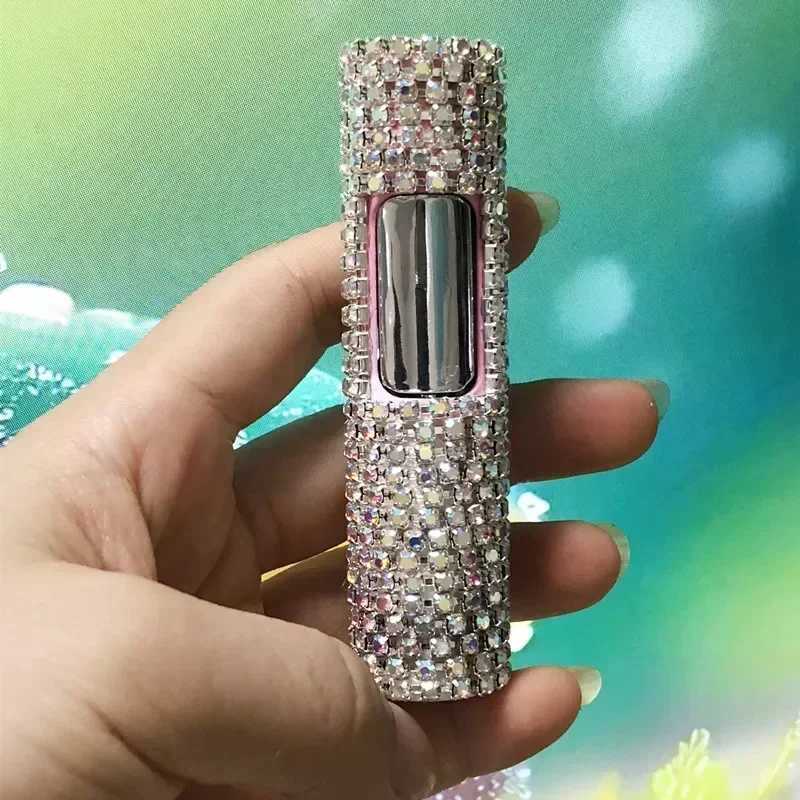 Rhinestone Torch Lighter for Ladies Mini Portable Cigarette Lighter Windproof Pink Flame Smoking Accessories Butane Lighter Y250228