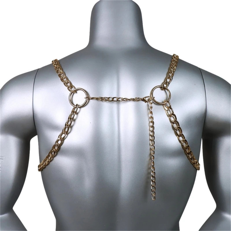 Mens Sexy Metal Body Chest Chain Jewelry Punk Harness Festival Accessories Party Club Hollow Out Necklace 250227