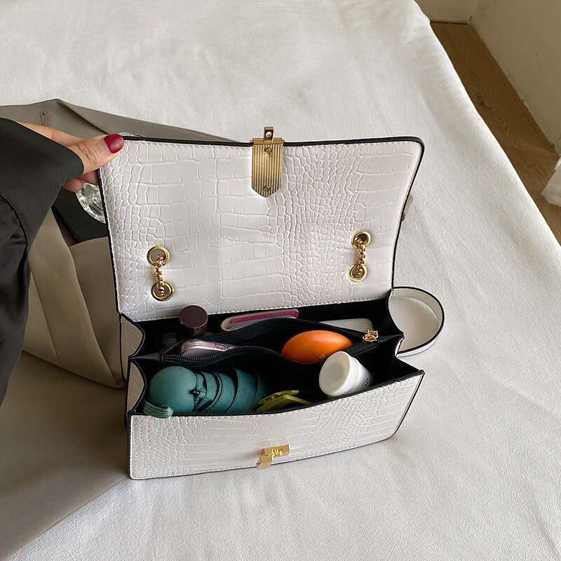 Women's Bags New Chain Messenger Bag Women Fashion Shoulder Handbag Small Purse Crocodile Pattern PU Leather Crossbody Bags
