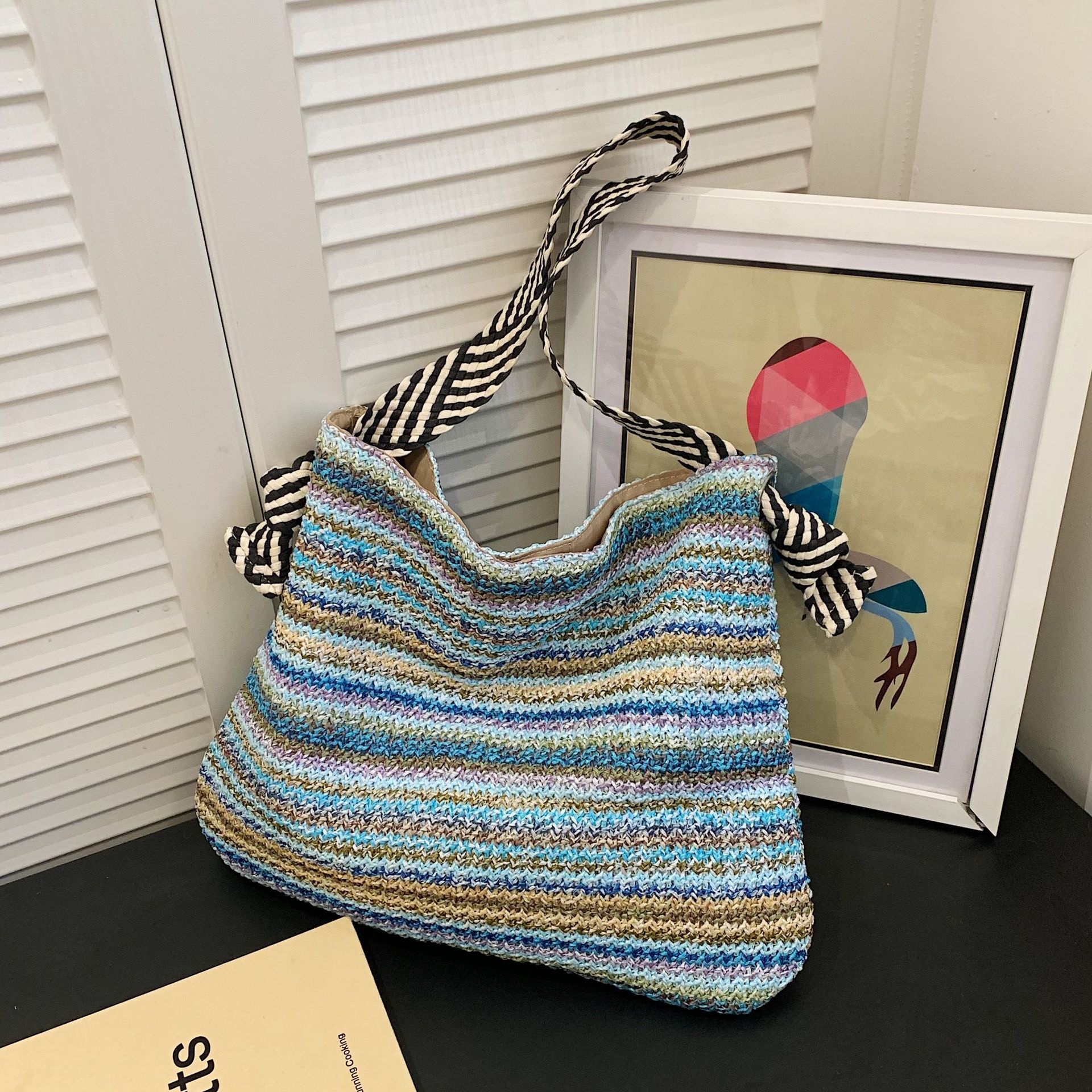 Summer woven for women 2024 new fashionable and versatile vacation beach bag, casual commuting single shoulder armpit bag #swissmilitary