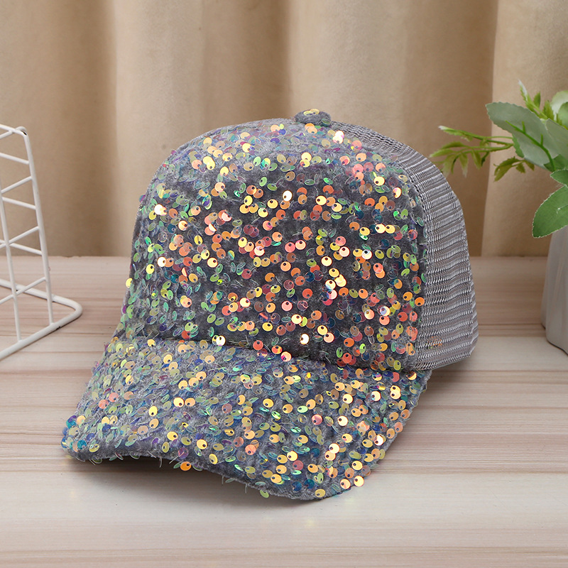 Korean version of the sunscreen sun hat children gradient sequins duck tongue hat ins tide hundred with baseball cap girls net cap wholesale