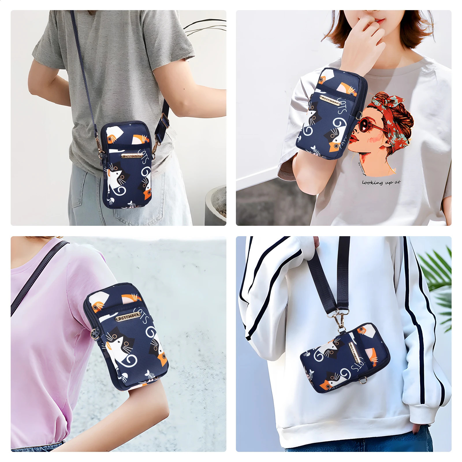 Ship from US ner Fashion Mobile Phone Bag Womens Messenger Allmatch Mini Crossbody Hanging Neck Coin Purse Vertical Handbag 250303FBB