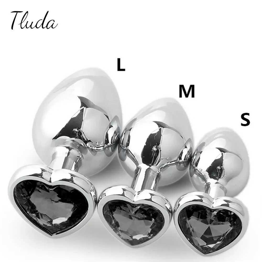 3PCS S / M / L Metal Anal Plug Plug Plug Sext Toy Touet Butt Toy pour femmes couples Gay Adult Game Masturbator Anal Diamond Sex Shopw250228