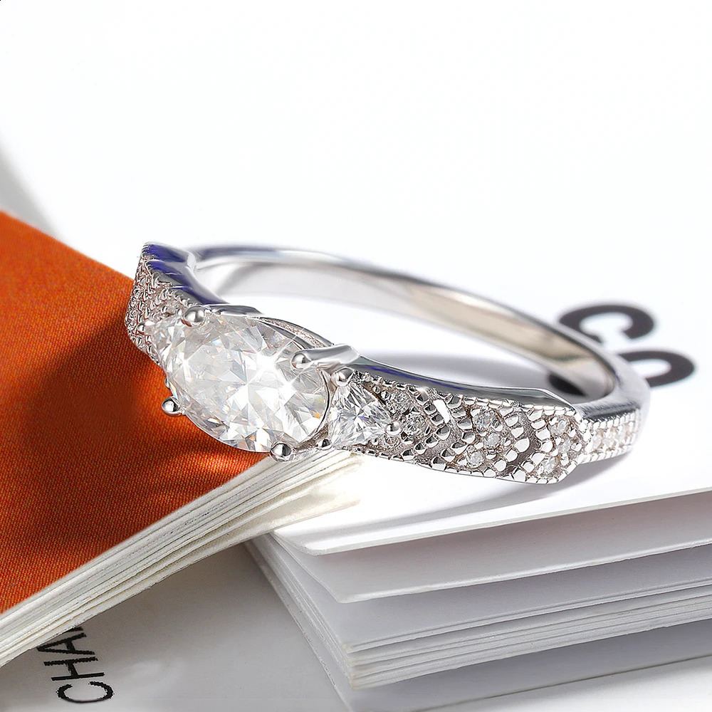 Serenity 1ct oval cut ring for womens wedding bride 100% S925 sterling silver ring plated with 18K band anniversary gift 250219