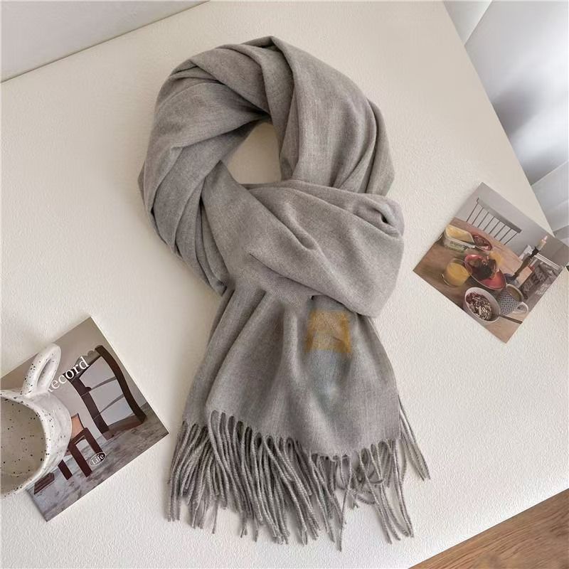 T196 Japanese college style scarf for women to keep warm in winter, student forest style, new style solid color neck scarf, enlarged and thickened sha