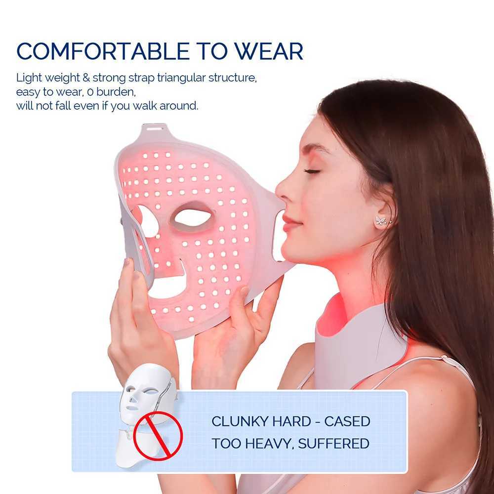 Face Neck Silicone LED Mask LED Light 7 Colors Photon Red Light Therapy Flexible Facial Beauty Mask Skin Care Anti-Ance W250228