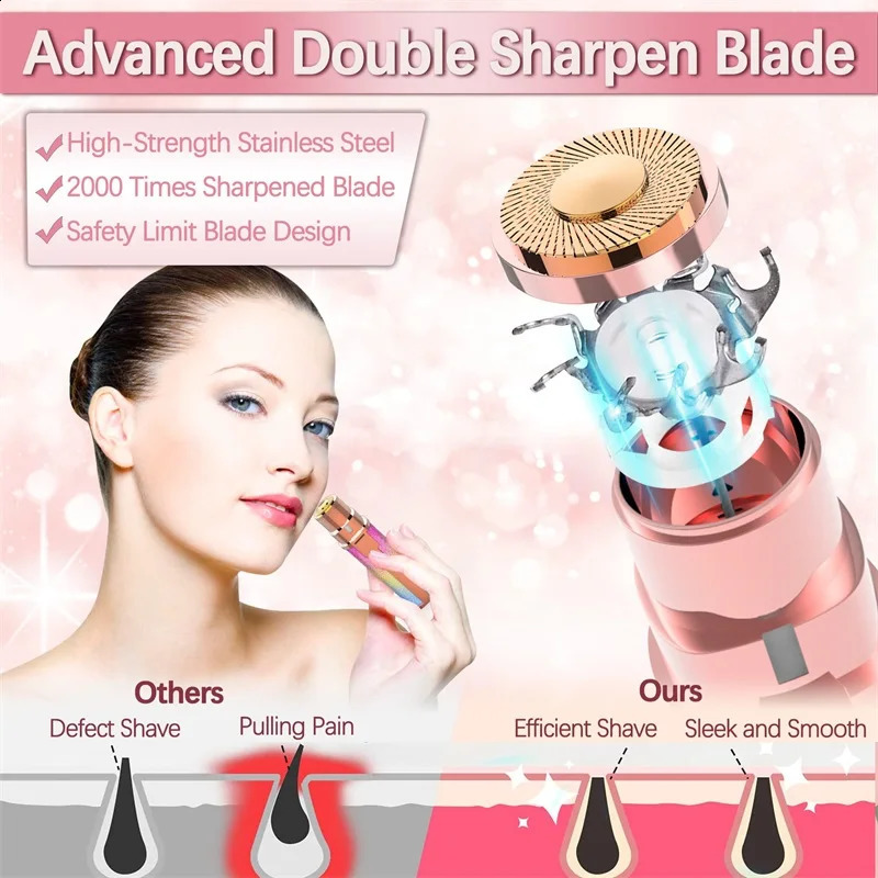 2 In1 Electric Eyebrow Trimmer Painless Eye Brow Mini Shaver Razors Portable Hair Remover Women Built-in LED Light 250305