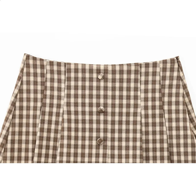 TRAF Mid Waist Mini Shorts Skirts for Women Fashion Plaid Side Zipper Female 250228Z
