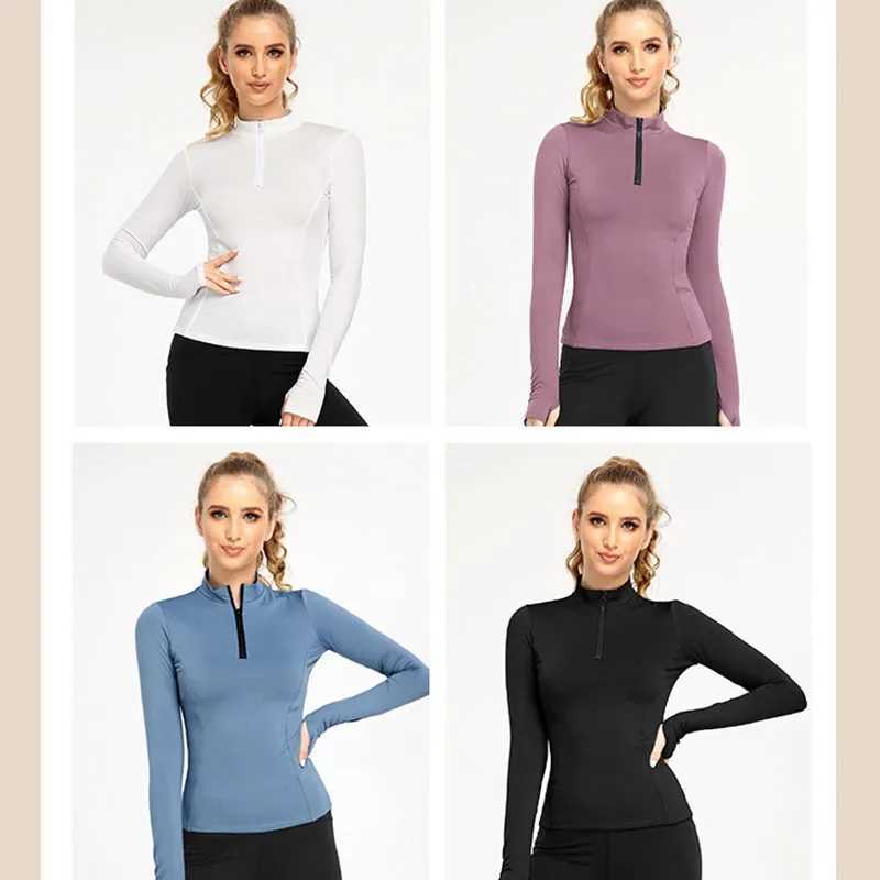 Aiithuug Yoga Long Sleeve Quater Zip Yoga Long Sleeve Half Zip Yoga Shirt Sports Long Sleeve Quater Zip Women Gym Shirt ZipperXJ250228