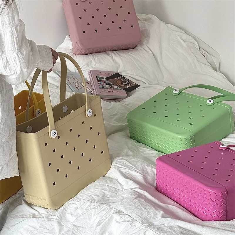 Medium Bogg Bag Makeup Storage Pouch Portable Women Shopping Handbag Waterproof Cosmetic Picnic Basket Jelly Bogg Beach BagC250228