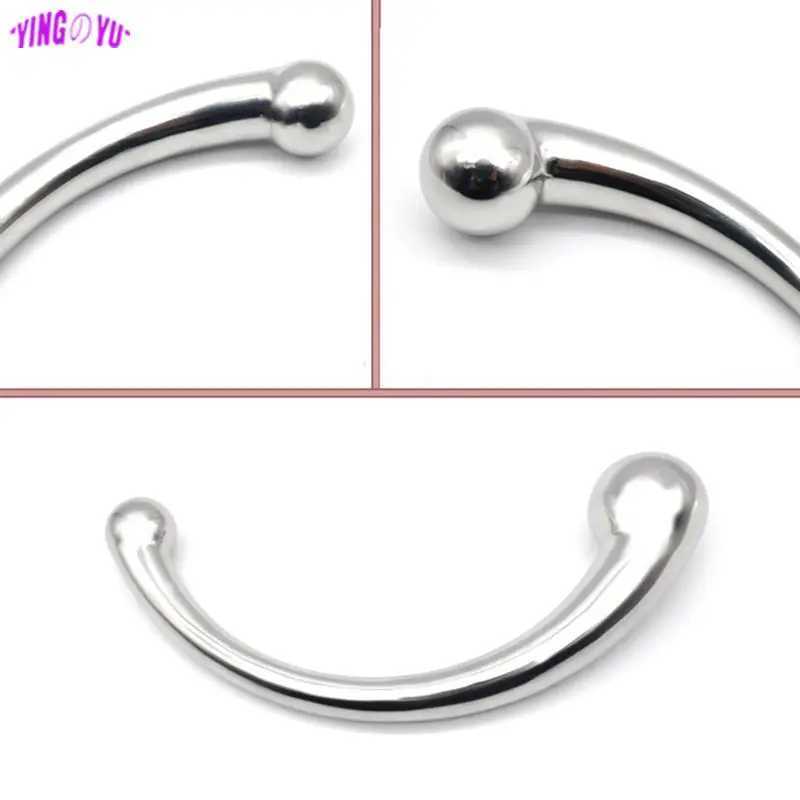 Double Ended Stainless Steel G Spot Wand Massage Stick Pure Metal Penis P-Spot Stimulator Anal Plug Dildo Sex Toy For Women MenW250228