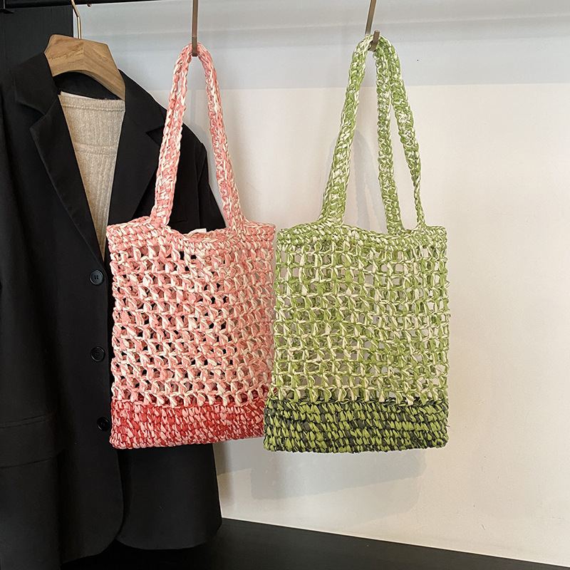 Straw summer hook single hollow woven leisure vacation beach large capacity women's shoulder bag #swissmilitary