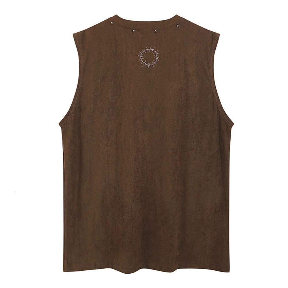 Vintage Mens Y2K Vest Letter Washed Tank Tops Summer High Street Punk Style Vest Hip Hop Unisex Sleeveless T-shirts Streetwear 250226