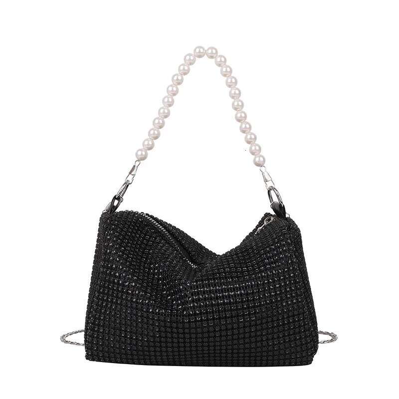 French Girl Evening Fashion Ladies Crossbody Crushed Dias Chain Women's Bag Pearl Shoulder Strap