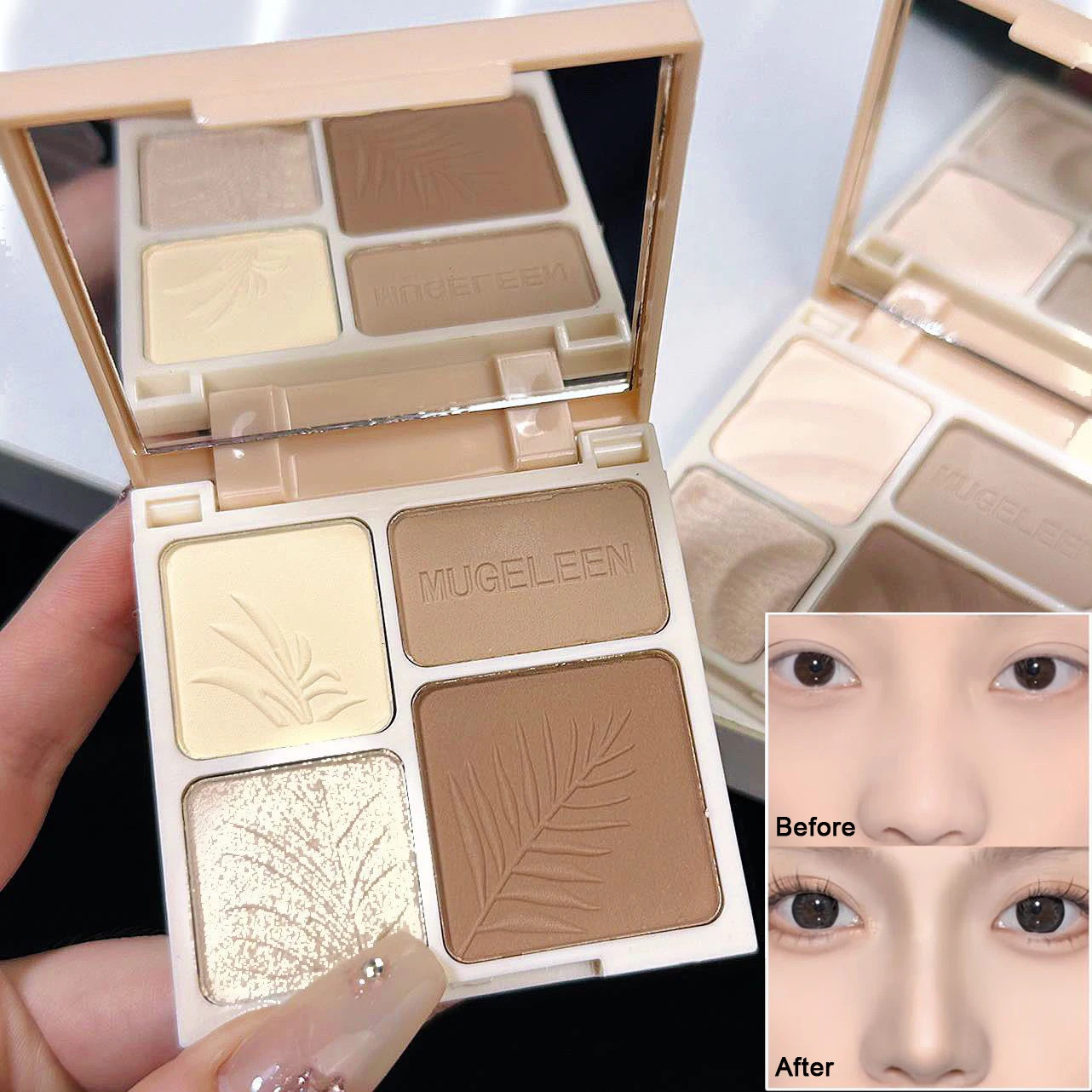 4 Colors Highlighter Contour 3D Bronzer Cosmetic Brightening Beige Matte Highlights Palette Eye Shadow Nose Powder Makeup 250219