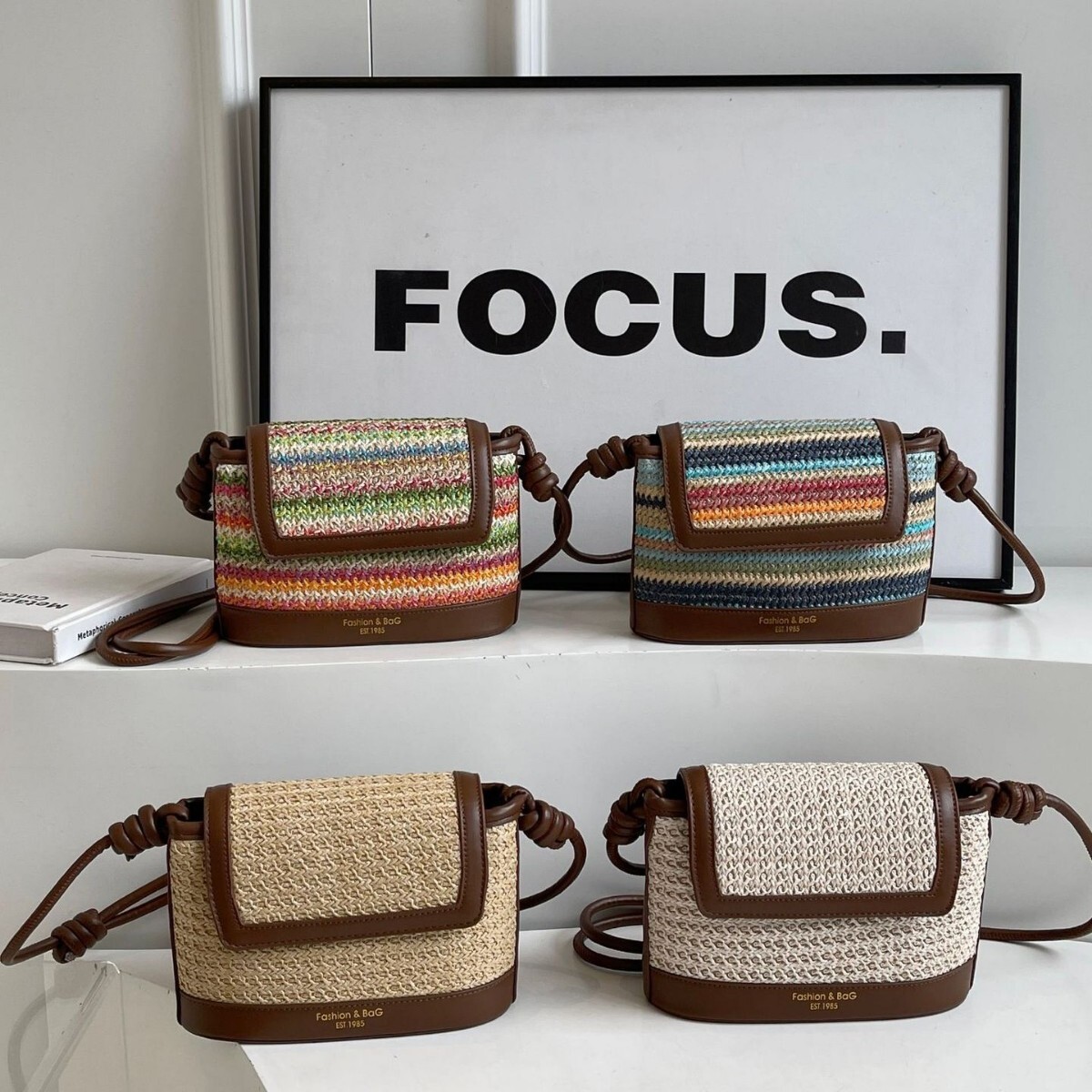 Seaside vacation 2025 summer new women's woven with fresh feeling crossbody fashionable rainbow color western-style small bag #swissmilitary