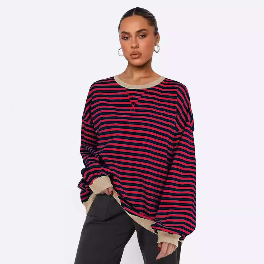 Striped Women's Oversize Hoodie Sweatshirts Custom Made With Loose Lazy Lantern Sleeves And On Back For Winter