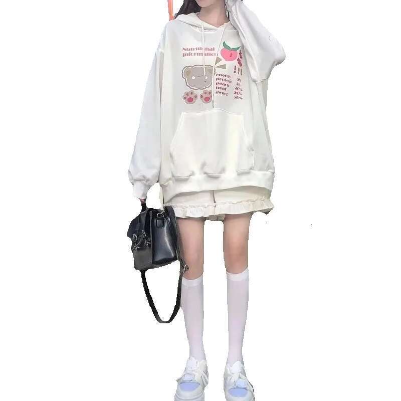 Long Sleeve Hooded Sweatshirts Spring Autumn Loose Fit Hoodie Casual Plus Size Fashionable Women's Clothing