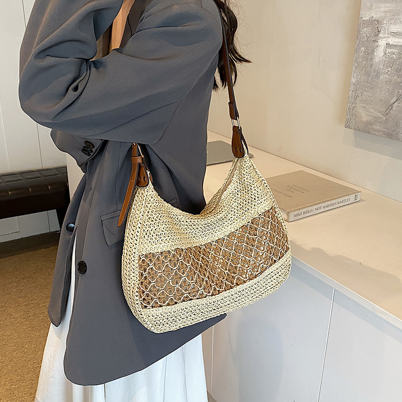 Summer vacation beach large capacity woven bag, women's new casual versatile single shoulder crossbody bag #swissmilitary