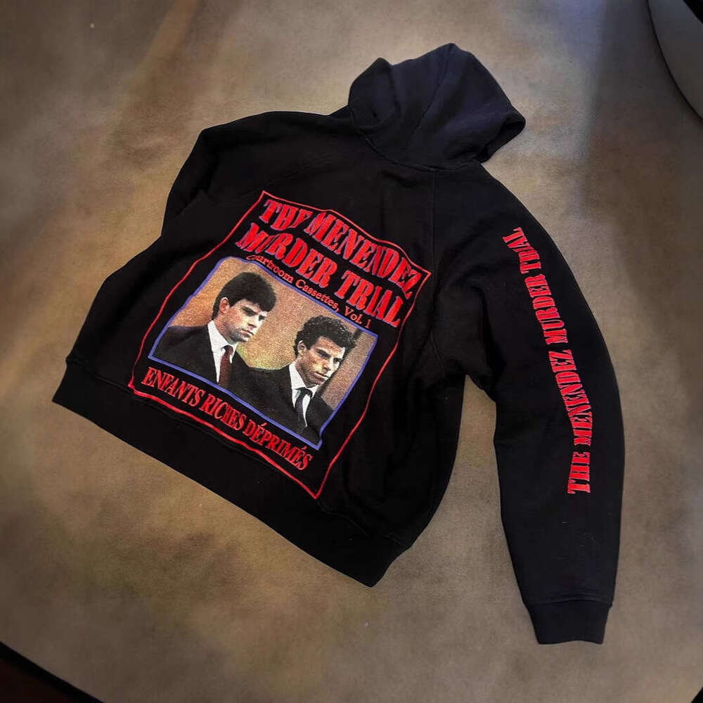 Y2KERD's melancholic wealthy second-generation Menes portrait print hooded loose hoodie