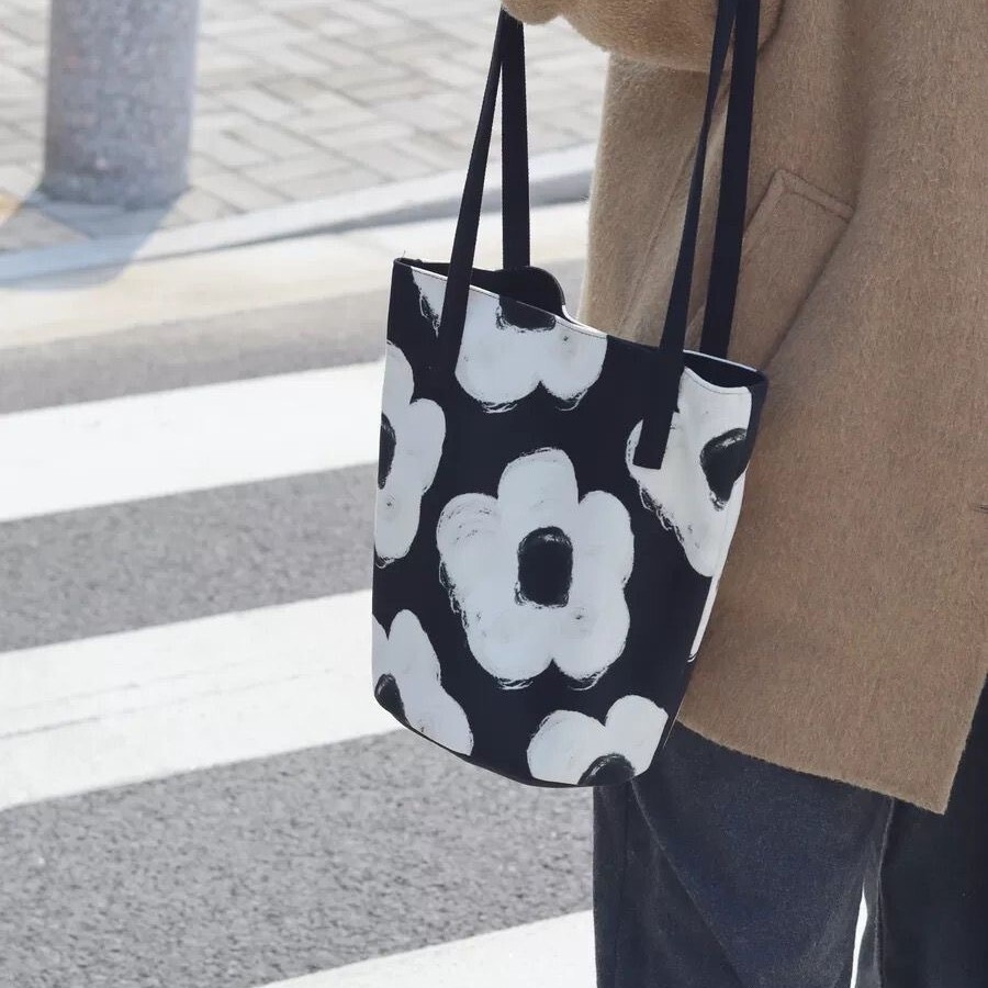 Oxford cloth three-dimensional bucket bag, summer travel handbag, oil painting flower versatile, large capacity, high-end single shoulder bag #swissmi