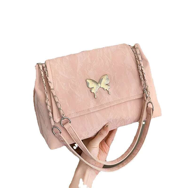 New Ladies Shoulder Fashion Commuter Slanting Cross Women's Bag Girls Hundred Handbag Chain Metal Piece Decoration PU Materi