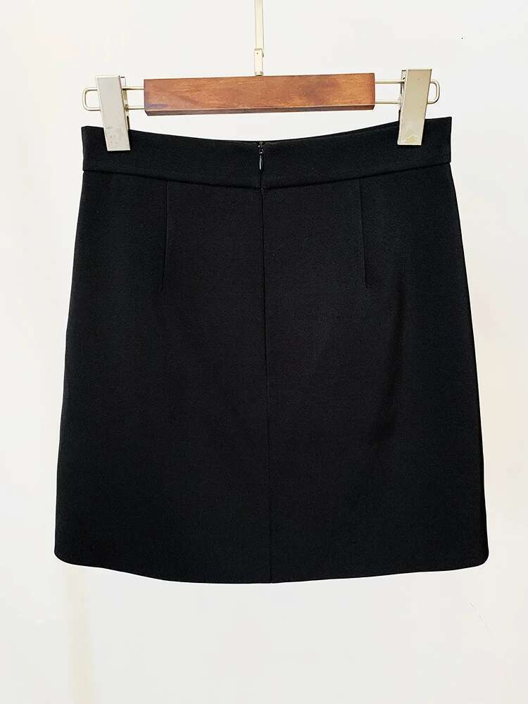 HIGH STREET Newest 2024 Designer Runway Suit Women's O-Neck Zip Back Cropped Tops Mini Skirt Set 2Pcs