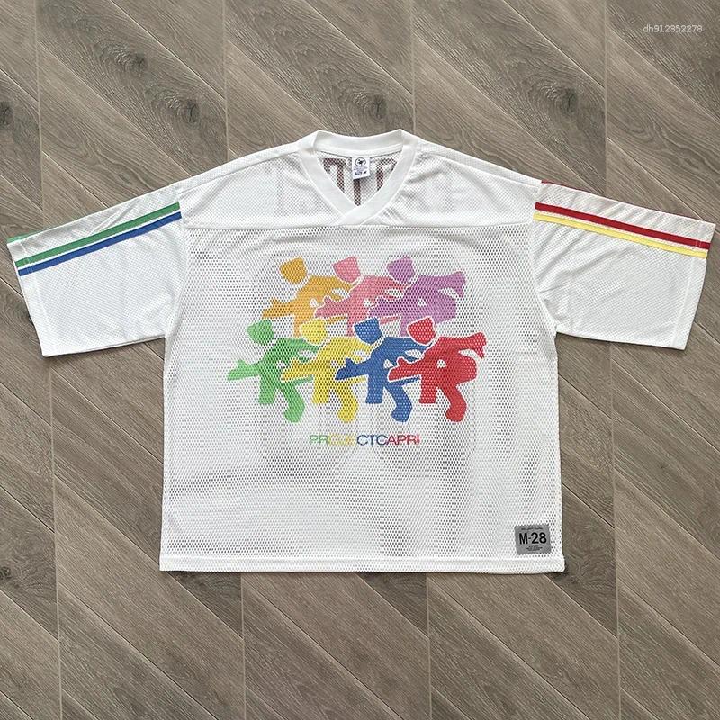 Men's Casual Shirts Capri Emergency Portrait Graffiti European-style Mesh Loose Short-sleeved T-shirt