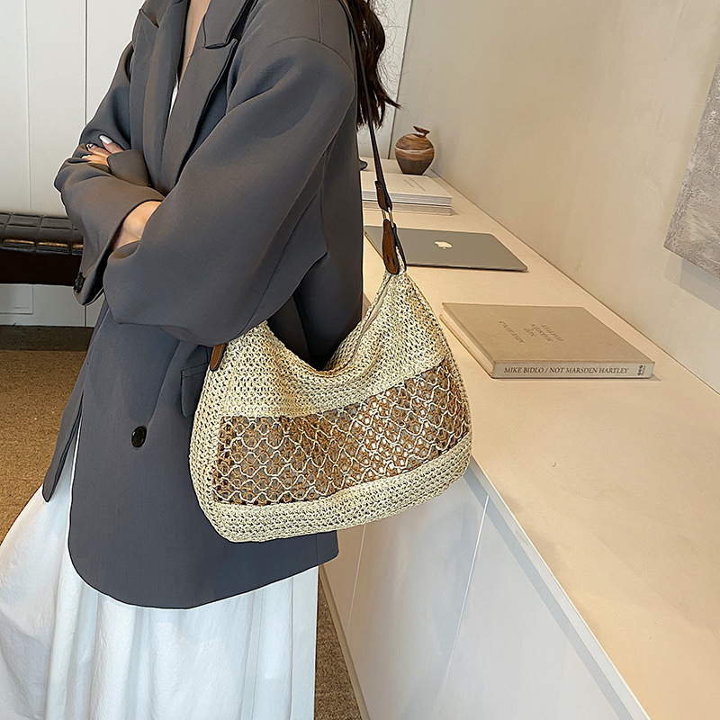 Summer vacation beach large capacity woven bag, women's new casual versatile single shoulder crossbody bag #swissmilitary