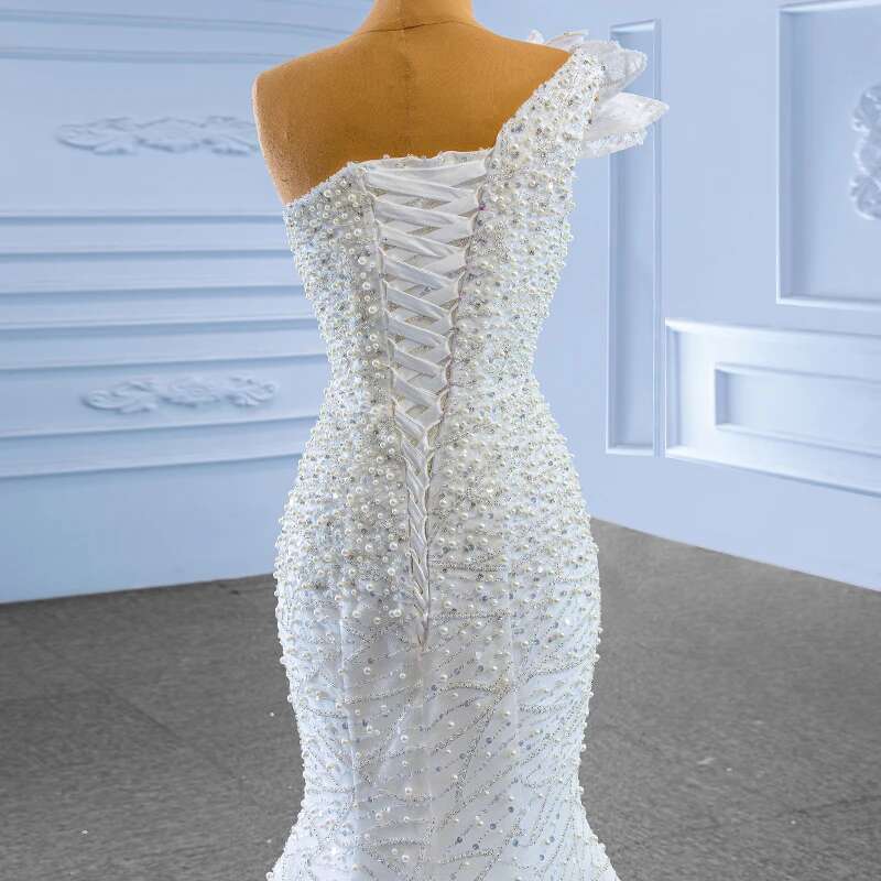 Superfine Dresses For Women Custom Mermaid Strapless Crystal Sequins Wedding RSM 222206 Bridal Dress