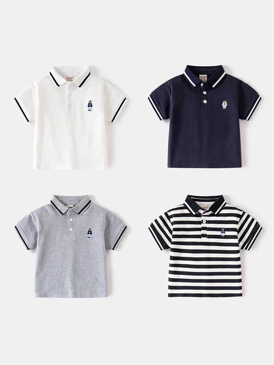 Children Summer Clothes Boys Polo Shirt Short Sleeve Kids Top Wear Striped Casual Boys ShirtsT250228