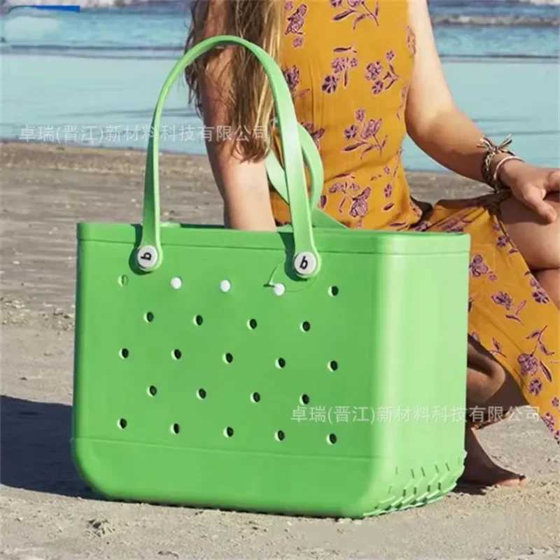 Rubber Women Bogg Bag Fashion Summer Pool Shoulder Handbag EVA Large Capacity Shopping Basket Female Pool Tote Beach Jelly BagC250228
