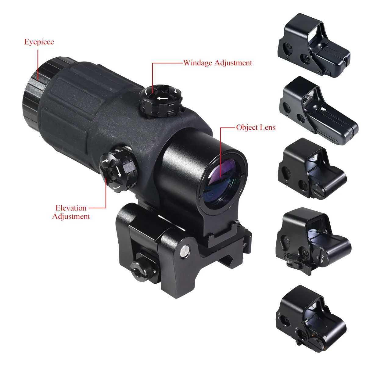 558 553 G33 Red Dot Sight Holographic Flip 3X Magnifier Weapon Optics REFLEx Sights Scope Collimator Hunting AccESSories X250228