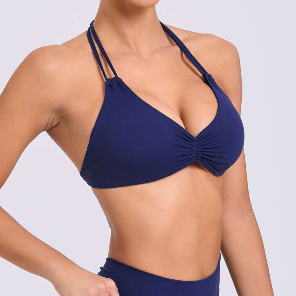 European and American djustable buckle hanging neck beautiful back yoga vest women's tight sports top quick drying fiess bra 74068 2025 temperame