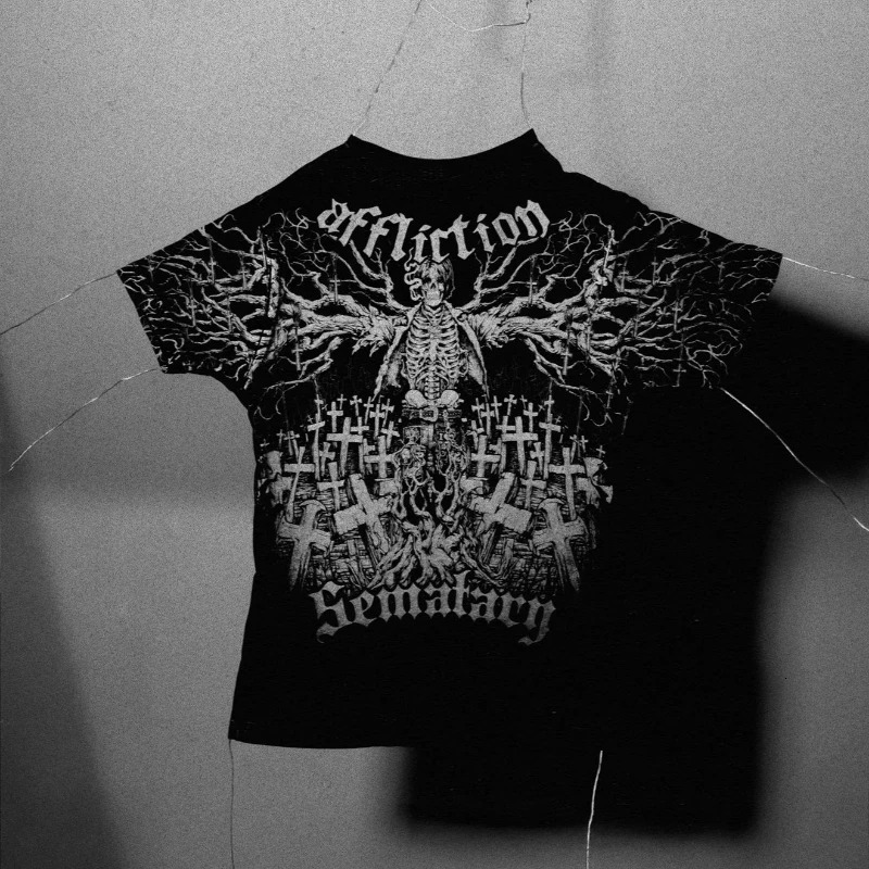 Y2K Gothic T Shirt Haunted Mound Ghost Skull Pattern Streetwear Men Women Harajuku Hip Hop Vintage Unisex Cotton Short Sleeve 250225