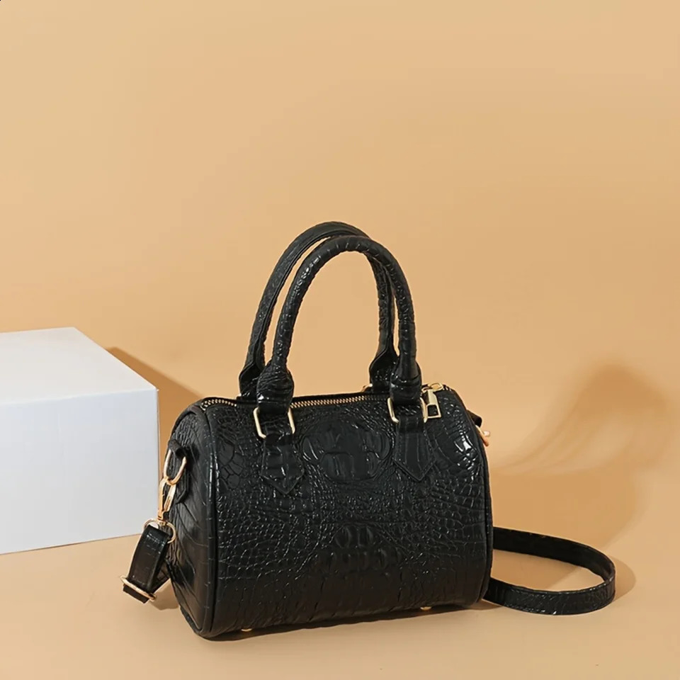Ship from US Vintage e Pattern Boston Bag Stylish Portable Handbag Perfect Shoulder For Daily Use 250227FBB
