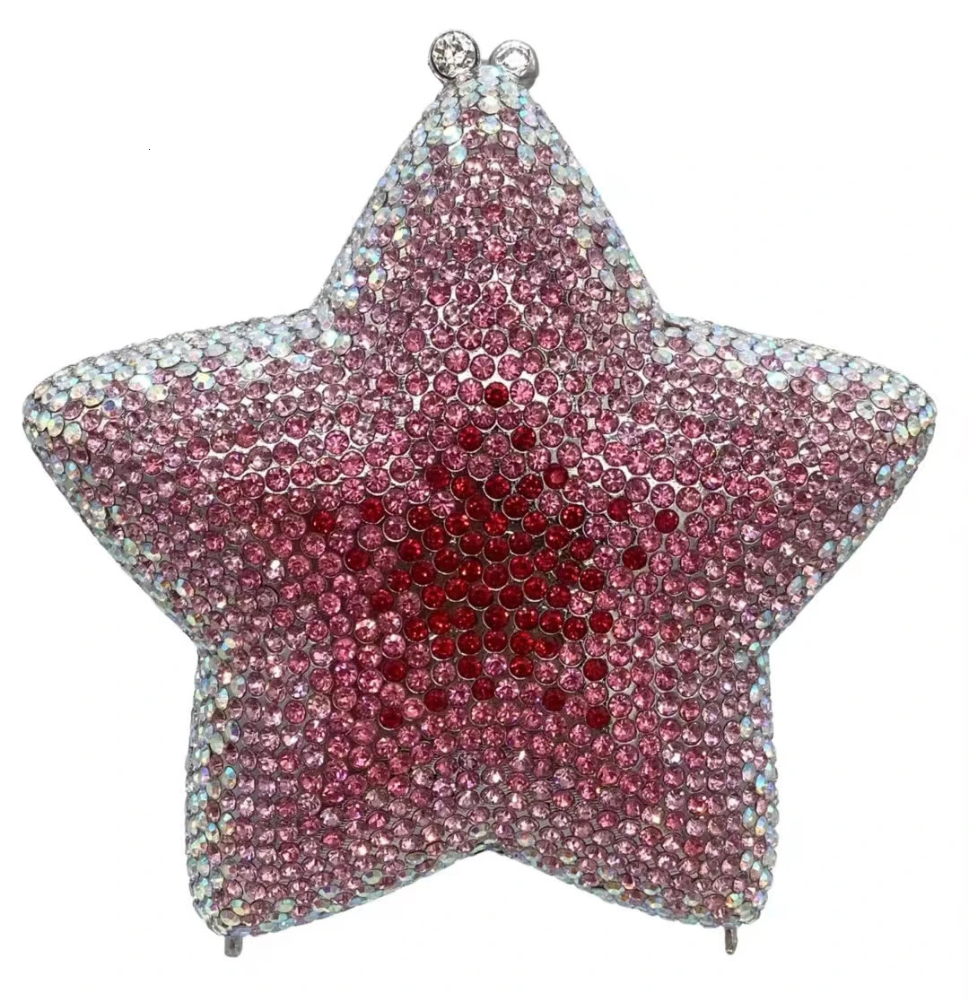 2025 Star Shape Crystal Dinner Handbags n Women Blue Day Clutches Wedding Party Clutch Purse Rhinestone Mini Wallet Bag 250218