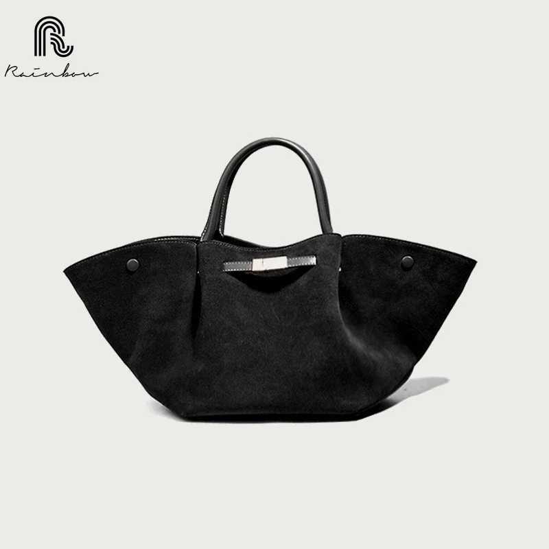 RAINBOW suede leather Large Capacity Brand Design Womens Shoulder Bag Solid High-end Shopping Fashion Ladies HandbagC250222