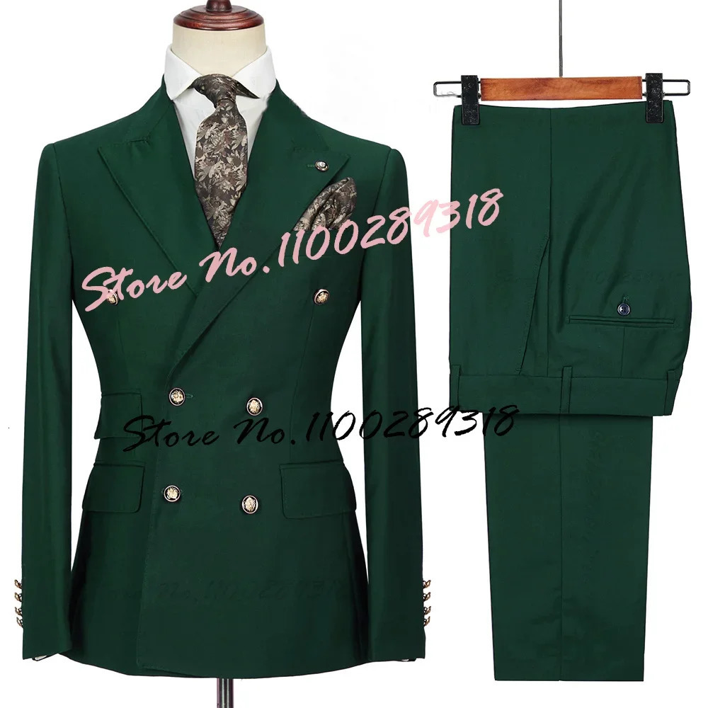 2024 Costume Mens White Double Breasted Business Suits For Men Groom Tuxedos Wedding Sweater Male Slim Fit 2PCSBlazerPant 250224Z