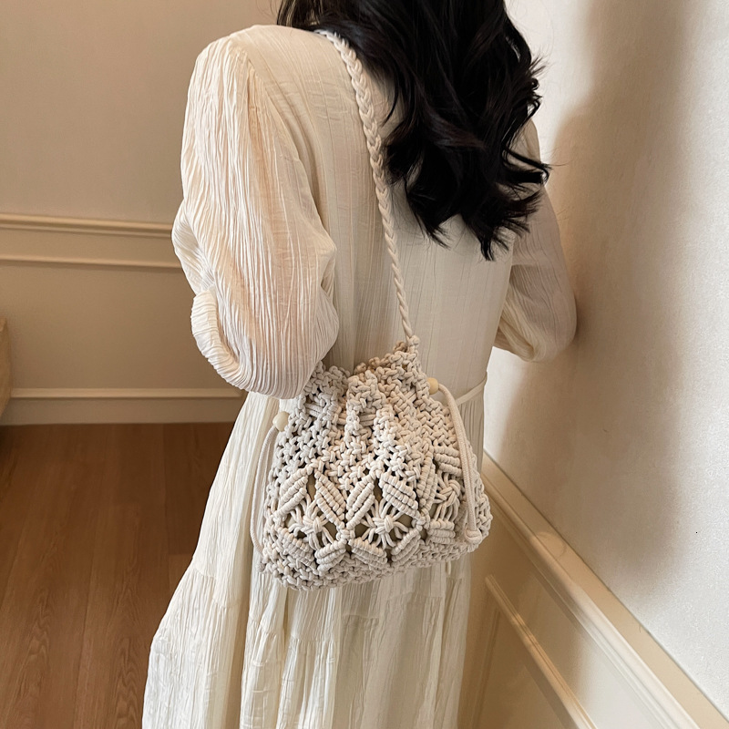 Weaving straw woven for women's spring and summer versatile 2025 new fashionable small popular crossbody bucket bag, beach bag #swissmilitary