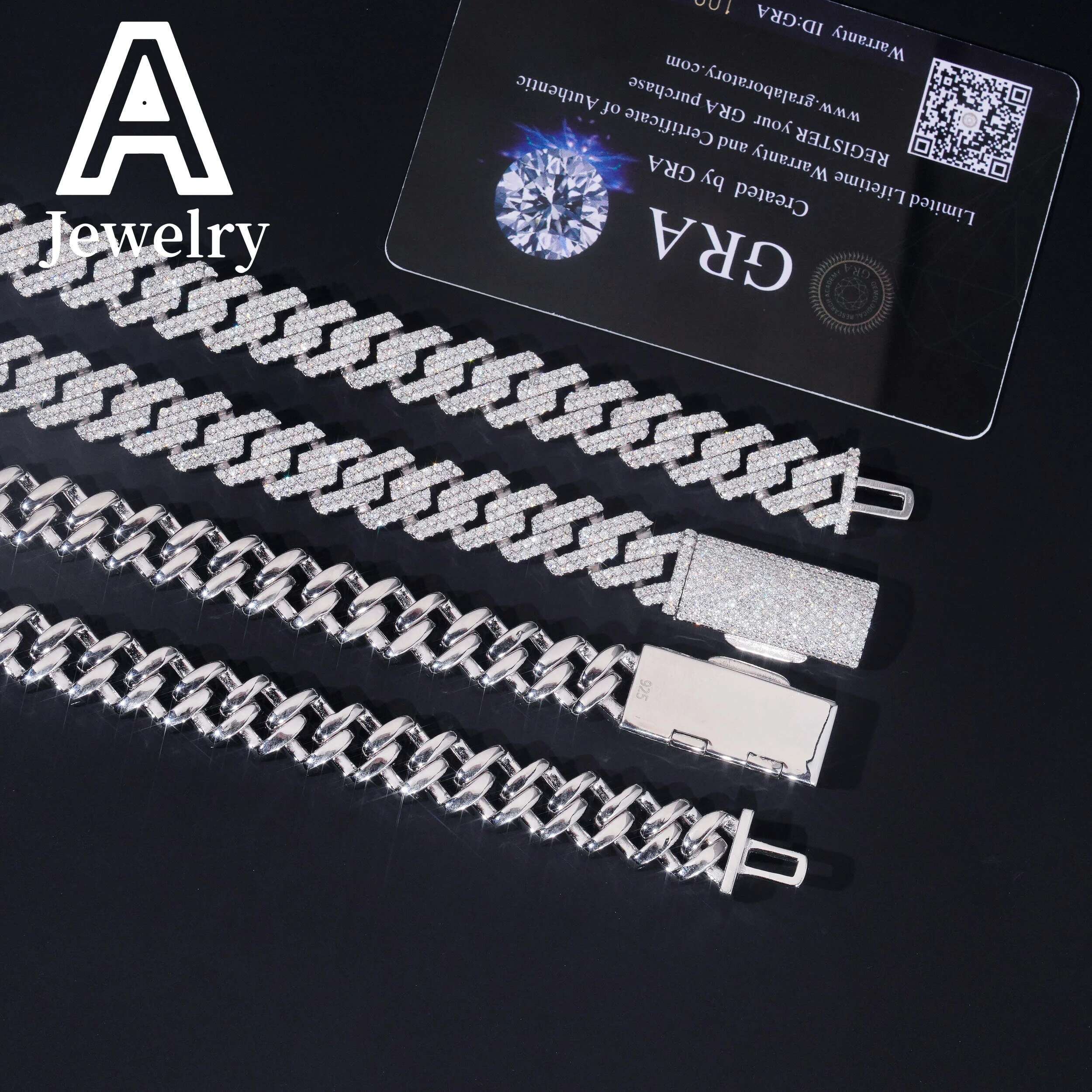 ced out Miami hip hop jewelry moissanite dia k chain 12mm s cuban necklace bracelet