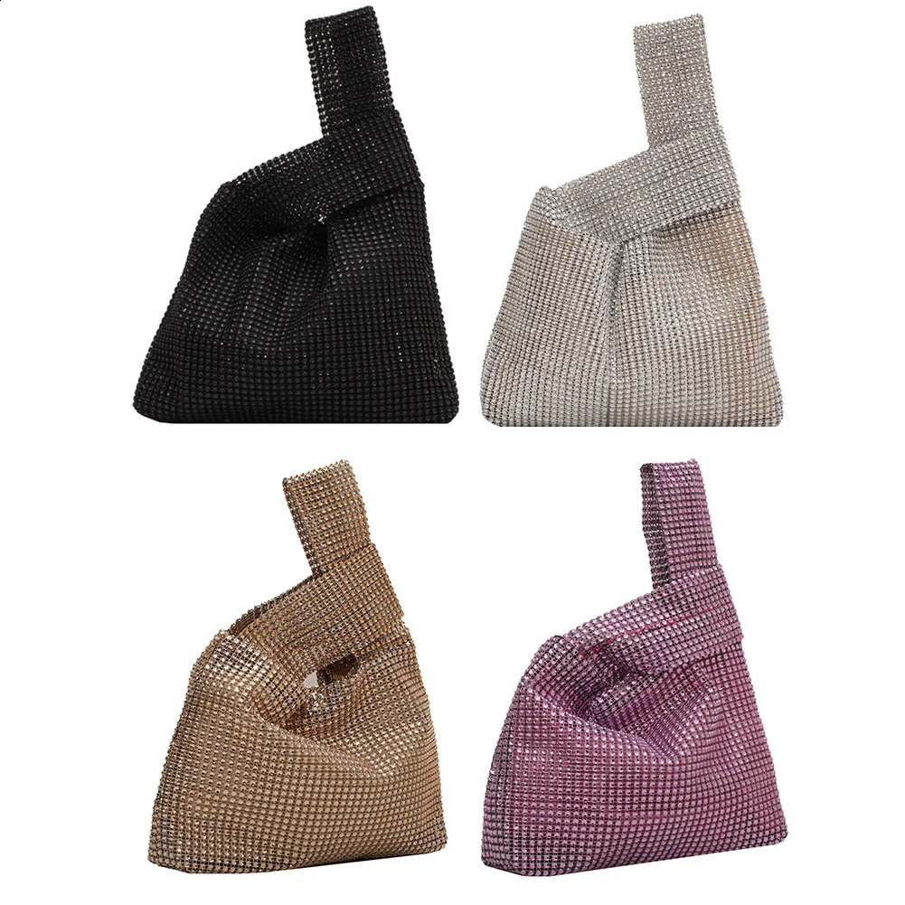 Ship from US Women Fashion Sequin Bag Solid Color Rhinestone Small y Clutch Versatile Sparkly Evening Bags Female Party Handbag 250303FBB
