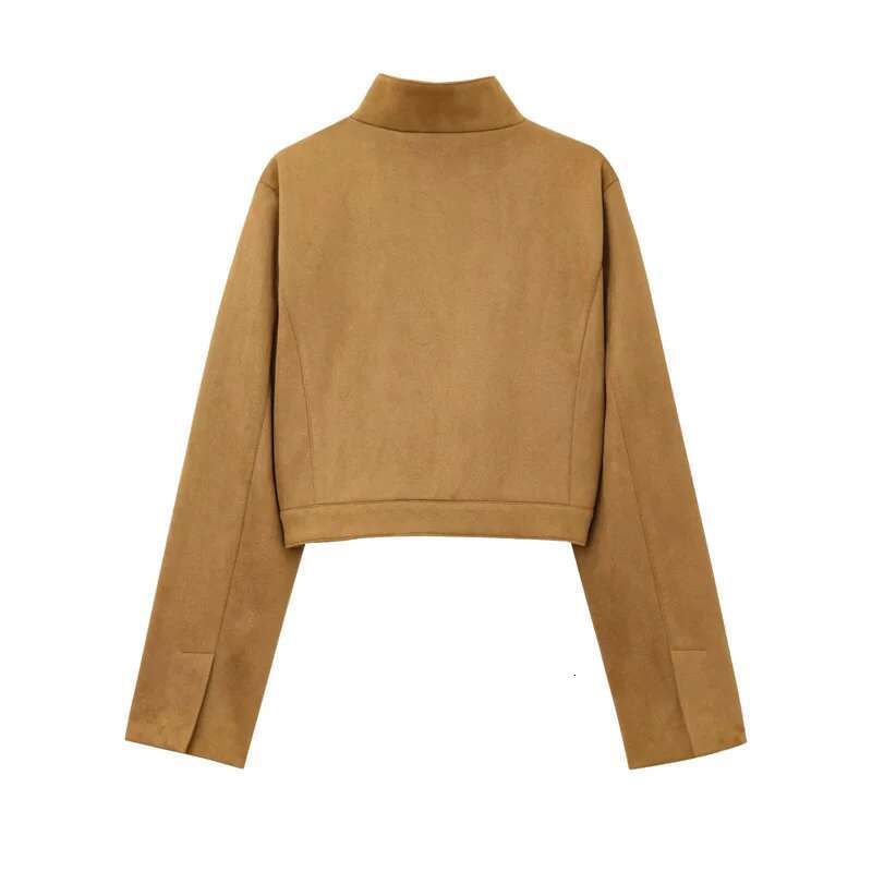 TRAF Women's Spring 2025 New Suede Leather Short Jacket Personality And Versatile Figure