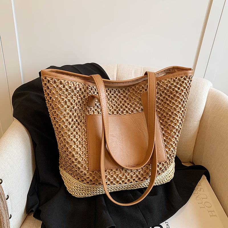 Summer for women 2024 new large capacity woven shoulder bag, vacation beach commuting tote bag #swissmilitary