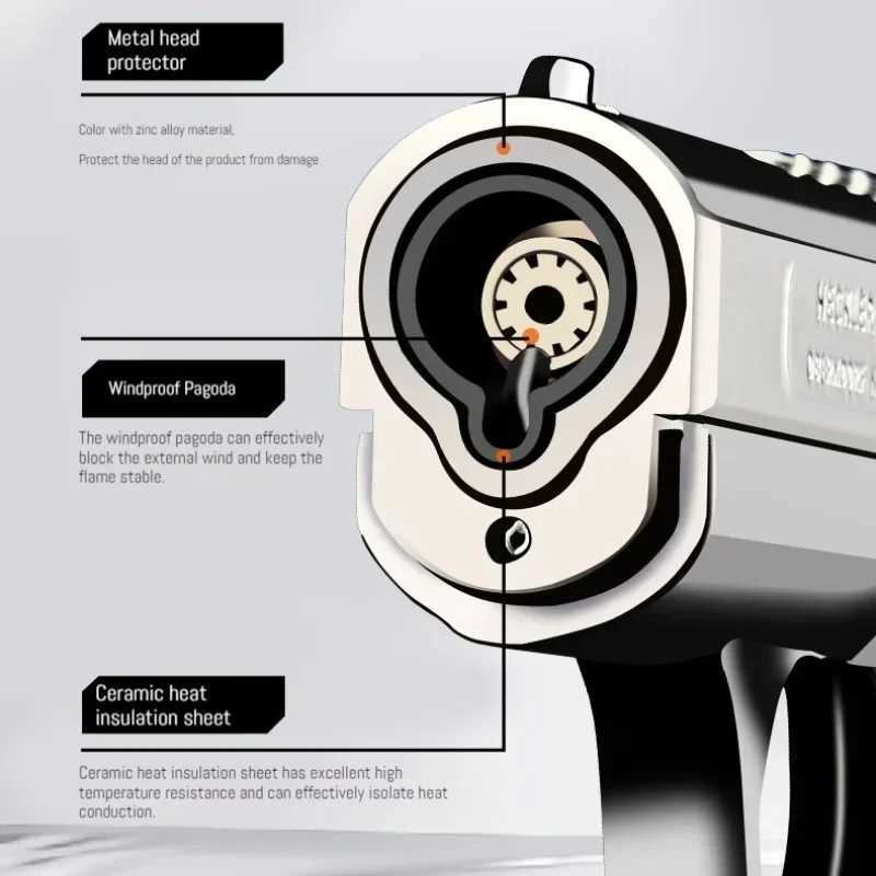 Mini Pistal Style Torch Lighter with Keychain Windproof Jet Flame Cool Lighter Refillable Butane Gas Gun Lighter Y250228