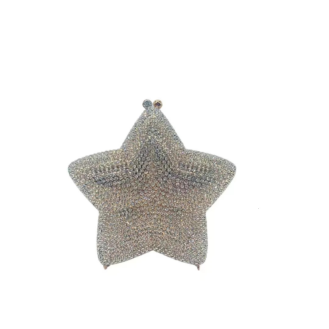2025 Star Shape Crystal Dinner Handbags n Women Blue Day Clutches Wedding Party Clutch Purse Rhinestone Mini Wallet Bag 250218