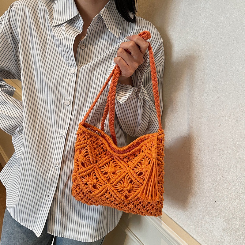 Ethnic style handmade cotton thread woven for spring summer 2025 new beach shoulder bag, fashionable and versatile crossbody women's bag #swissmi