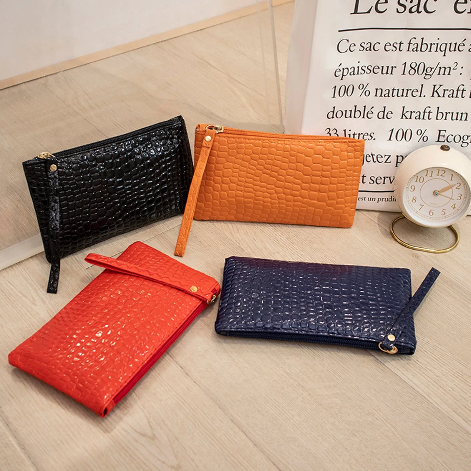 Ship from US Checkbook Wallets For Women Fashion Artificial Leather Solid Color Underarm Bag Phone Envelope Ultra Slim Mens Wallet 250228FBB