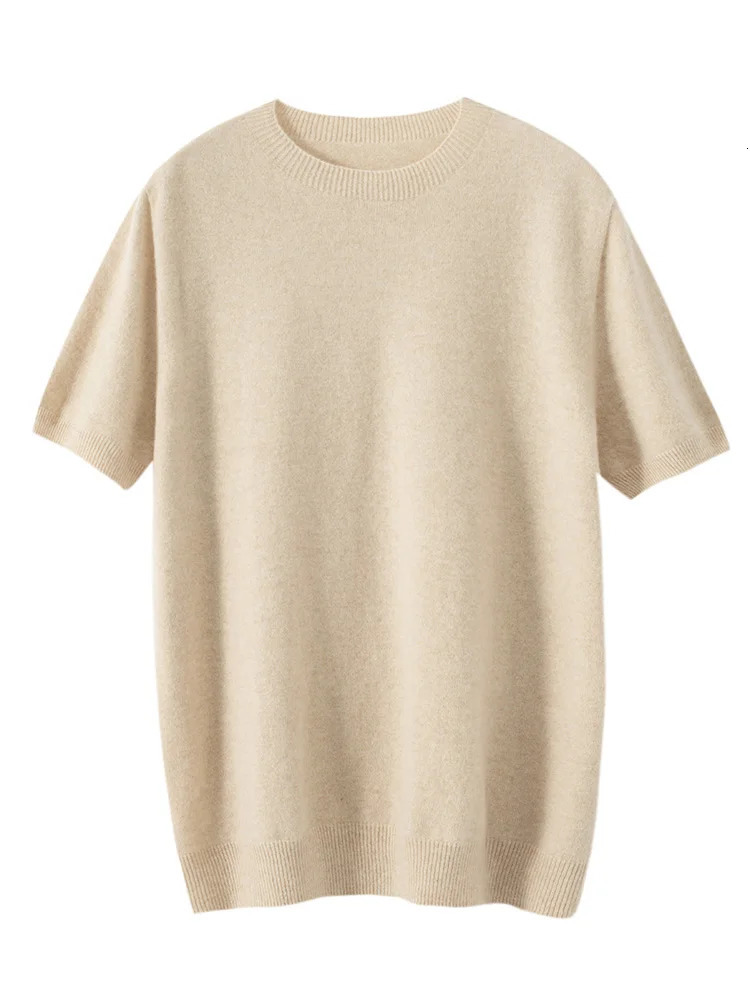 First-Line Ready-To-Wear Men O-Neck Short-Sleeve Pullovers Spring Summer 100% Merino Wool Sweater T-Shirt Soft Knit Men Top 250227