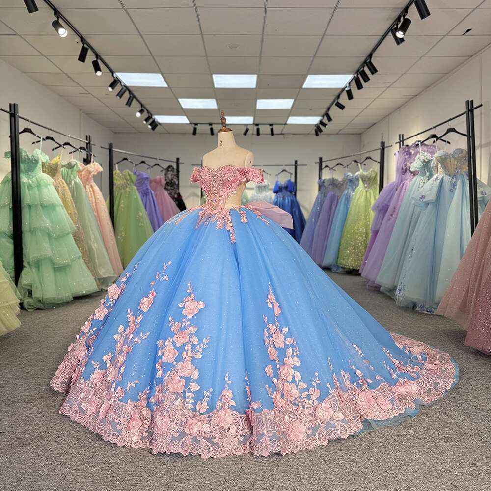Custom Elegant Ball Gown Quinceanera Appliques Off Shoulder Prom Formal Birthday Party Dresses 15